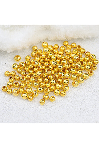 Choice7 300 قطعة تقريبًا من الخرز الذهبي المستدير ذي الفتحة الكبيرة المصنوع م...