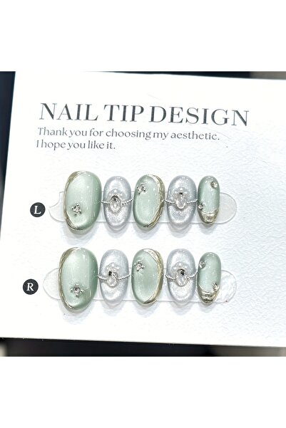 Choice XS 10pcs high-end Short light luxury cat eye handmade fake nails, Shor...