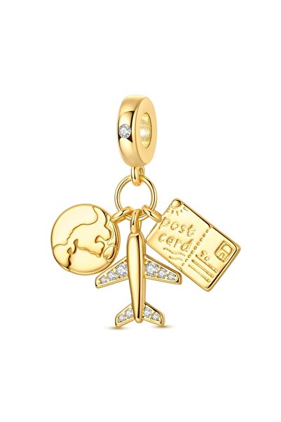 Choice KTC240-GD خرزة سحرية أصلية من الفضة الإسترليني عيار 925 على شكل طائرة ...