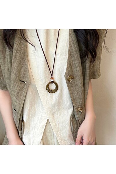 Choice NC25Y0578-3 Minimalist Irregular Resin Circle Pendant Long Necklace Ge...