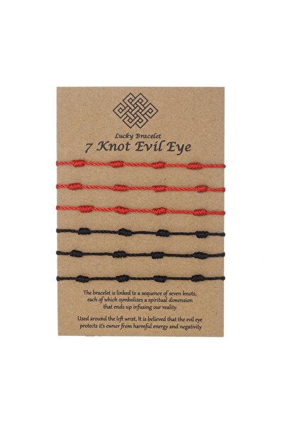 Choice BR23Y0890-4 6Pcs/Set Handmade Lucky 7 Knot Red String Bracelets For Wo...