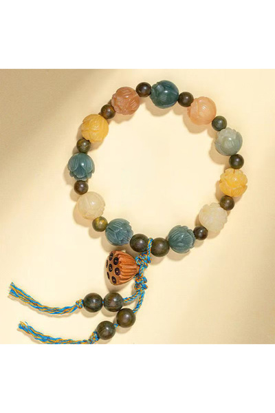 Choice سوار من خرز اللوتس، سوار من الراتنج لجلب الحظ السعيد والثروة، سوار خرز...