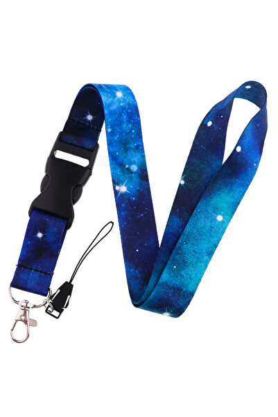 Choice 2 FI19 سلسلة مفاتيح بحبل مزود بإبزيم، مزينة بنمط السماء المرصعة بالنجو...