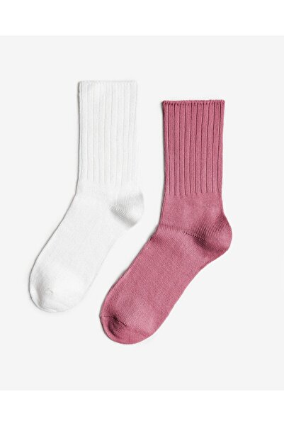 Bolero Kadın Gül Kokulu 2'li Uyku Çorabı Gül Kurusu Ekru