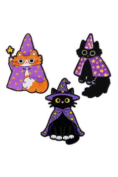 Choice 1 دبوس بروش من المينا على شكل قطط بعباءة سحرية للنساء، دبوس طية صدر ال...