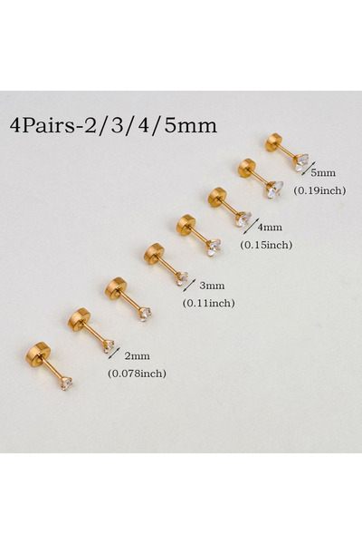 Choice 4 أزواج ذهبية و6 أزواج من أقراط الفولاذ المقاوم للصدأ ذات ظهر مسطح مثب...