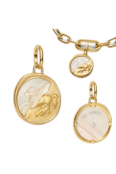 Choice AMC7259 Coin Pendant Charms 925 Silver Vintage Round Seal Metal Golden...