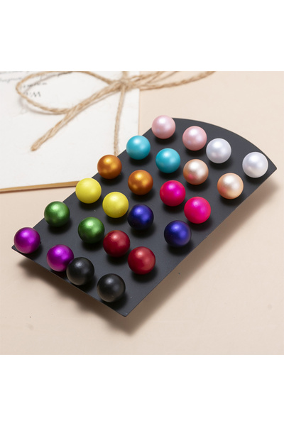 Choice 4mm 12Pairs/set Classic Colorful Simulated Pearl Stud Earrings Set For...