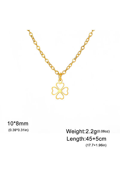 Choice Gold Color Hollow Out Love Clover Pendant Stainless Steel Necklace For...