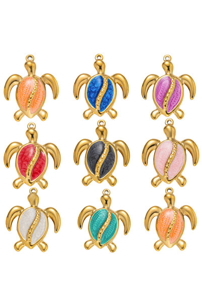 Choice مجموعة من 5 قطع من تعليقات السلاحف البحرية المطلية بالمينا المصنوعة من...