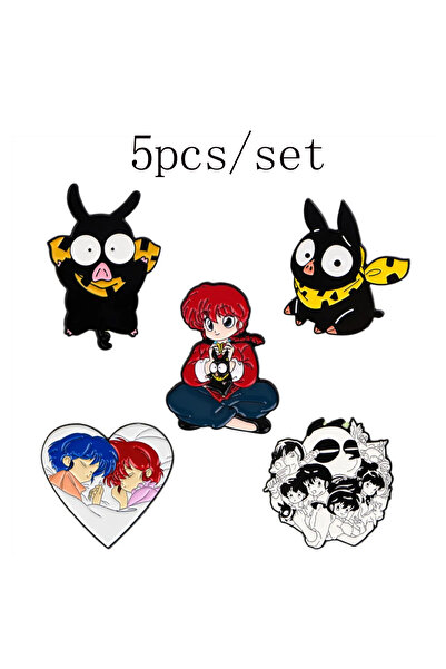 Choice 1 5pcs/set Cute Anime Pig Enamel Pin Classic Student Lapel Pins Badges...