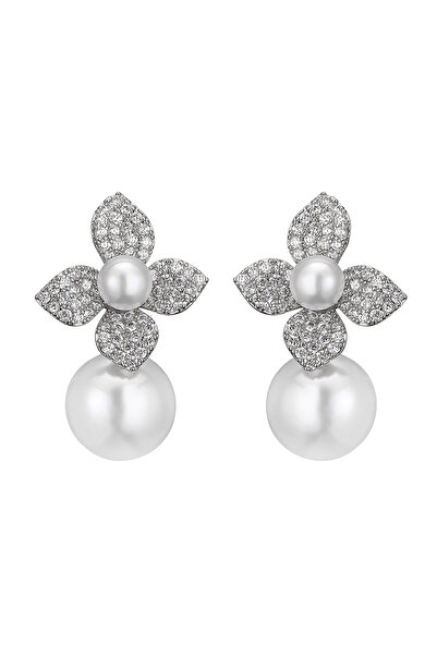 Choice Sliver Color ZAKOL Elegant Micro Paved Zirconia Imitation Pearl Dangle...