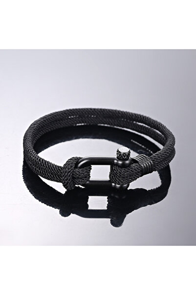 Choice سوار أسود عصري للرجال والنساء، سوار أحمر خمري بتصميم حبل بحري، سوار نج...