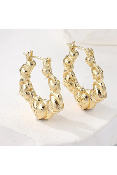 Choice T728 Vintage Golden Plated Hand Carved Heart-shaped Pattern Hoop Earri...