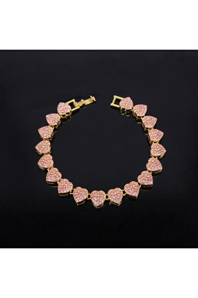 Choice سوار وقلادة زاكول الجديدة على شكل قلب، ذهبي وردي، بطول 20 سم وعرض 11 م...