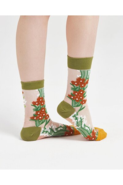 Bolero Kadın Japon Kore Tarzı Transparan Çorap Çorap Kır Çiçekli