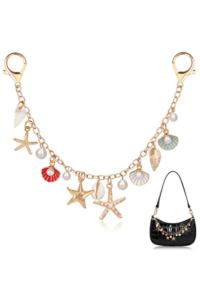 Choice 1 زينة للحقائب اليدوية، سلسلة مفاتيح ذهبية، قلادة على شكل صدفة، إكسسوا...