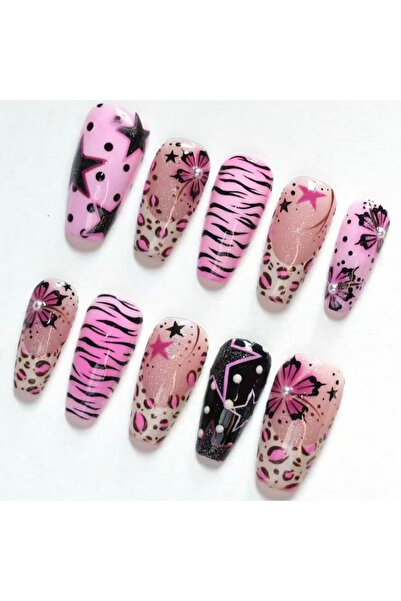 Choice 1 24 قطعة أظافر صناعية Y2K لؤلؤية، أظافر باليه صناعية متوسطة الحجم، أظ...