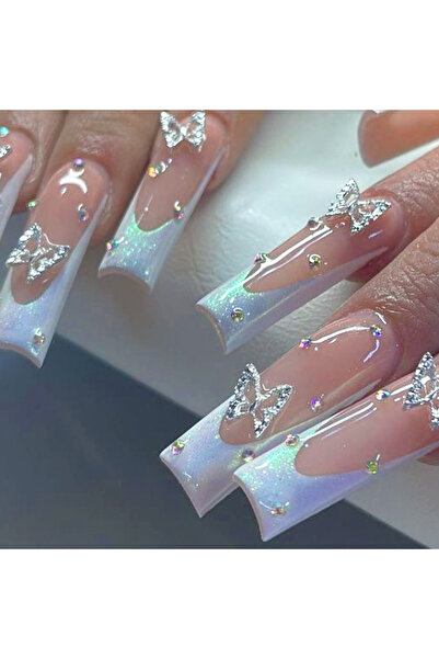 Choice JB-JBW32-L 24 pieces of gentle nude long press-on nails (square shape)...
