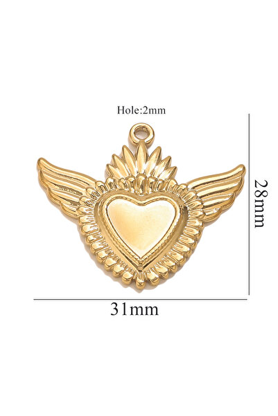 Choice Z2930G16 5 قطع من تعليقات القلوب الذهبية العتيقة المصنوعة من الفولاذ ا...