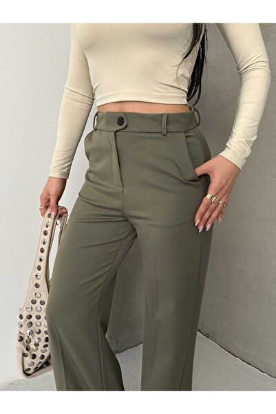 MYGİYİMİSTANBUL material elastic talie înaltă Pantaloni cu picioare largi