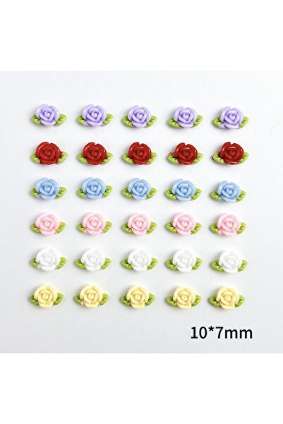 Choice ١٠ قطع من زينة أظافر على شكل أوراق زهور، مصنوعة من الراتنج ثلاثي الأبع...