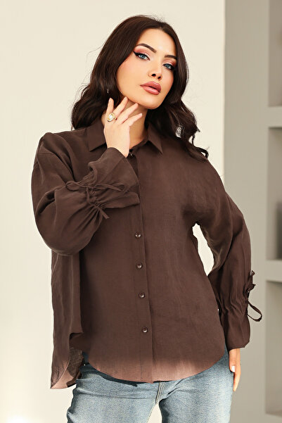 Salih Çelebi Shirt with Gathered Sleeves 0069 - Brown