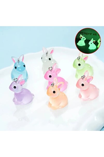 Choice 10pcs mix 10pcs Cute Rabbit Resin Charms 3D Luminous Animal Pendants f...