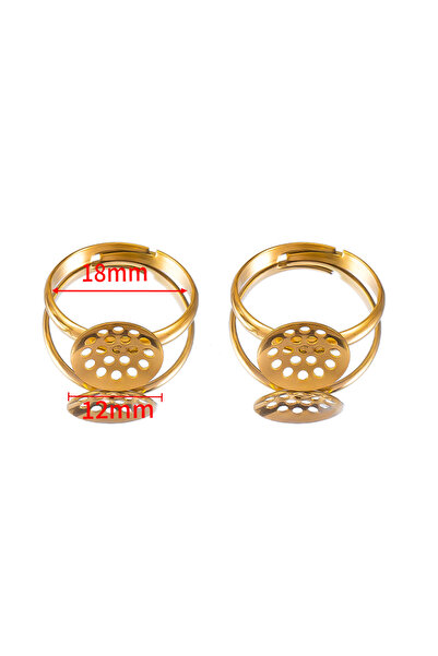 Choice 5pcs Gold Color 12mm 5pcs Stainless Steel Ring Base Adjustable Tray Ca...