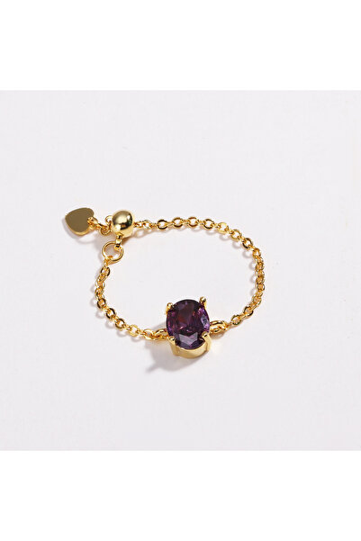 Choice خواتم نسائية قابلة للتعديل، ذهبية بنفسجية، مرصعة بأحجار صغيرة بيضاوية ...