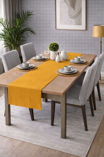 PerdeYap1980 سجادة من سلسلة آيدا ذات ملمس مخملي بلون الخردل مقاس 40 × 140 سم