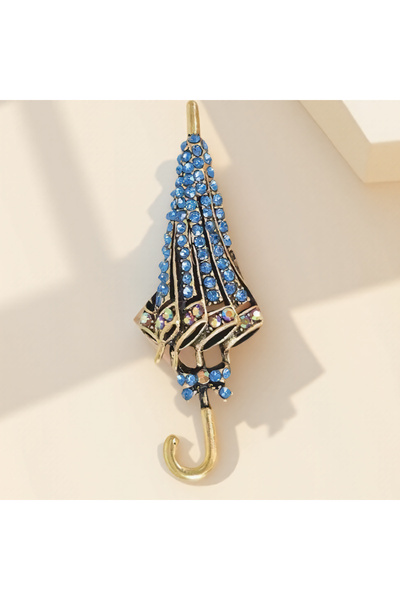 Choice بروش على شكل مظلة زيت مزينة بأحجار الراين، بتصميم كرتوني أنيق وعصري.