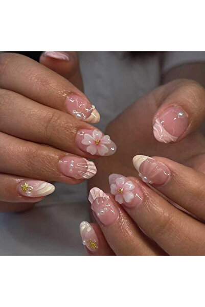 Choice 4361، 24 قطعة من ملصقات جل الأظافر البيضاوية القصيرة ثلاثية الأبعاد، ا...