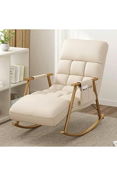 Mtanvxay Height-Adjustable Rocking Chair Breathable Armrests Side Pockets for...