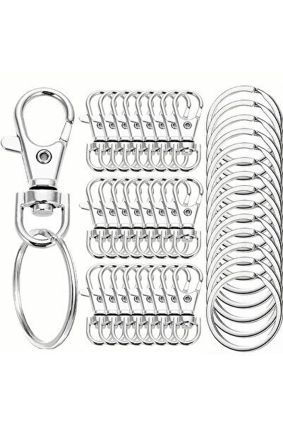 Choice 40PCS Silver 20/40/60/80/100 PCS Keychain Hook with Key Ring Keychain ...