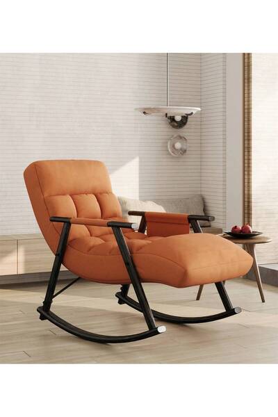 Tiokkss Comfortable Rocking Chair with Armrests Side Pockets Height-Adjustabl...