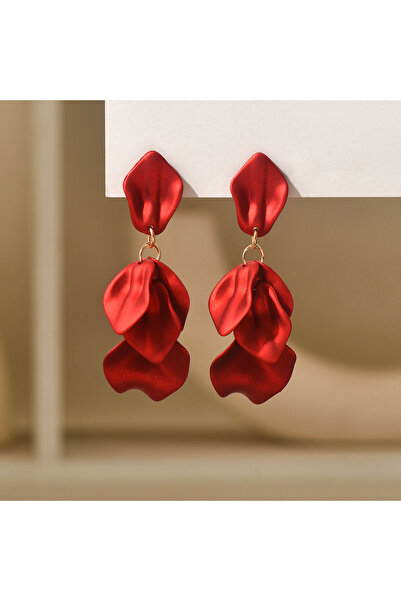 Choice red Light Luxury Matte Petal Tassel Earrings for Women Fashion Blue Dr...