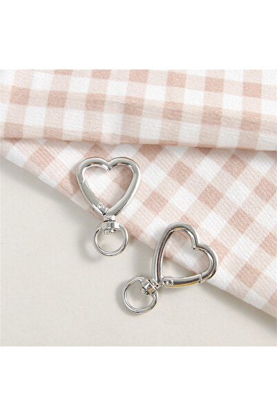 Choice مجموعة من 5 قطع من مشابك معدنية فضية اللون على شكل قلب، مزودة بمشابك د...