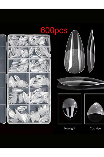 Choice ميدل بوينت 600 لصقات أظافر متوسطة الحجم على شكل لوز، لصقات أظافر جل عل...