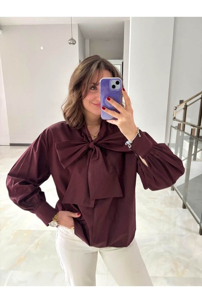 Sude Kızanlıklı Cămașă cu guler șal, 100% bumbac