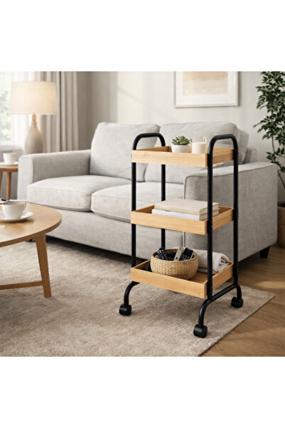 HOMEZ NEED عربة ضيافة أنيقة بثلاثة أرفف - تصميم عصري فاخر