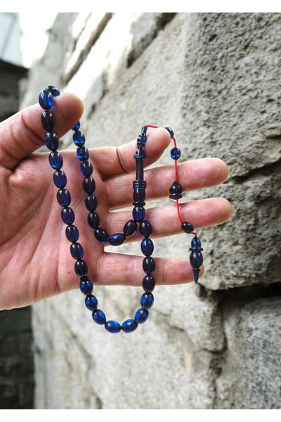 İnan Tesbih Parlament Blue Barley Cut Ring Model Master Craft Fire Amber Pray...