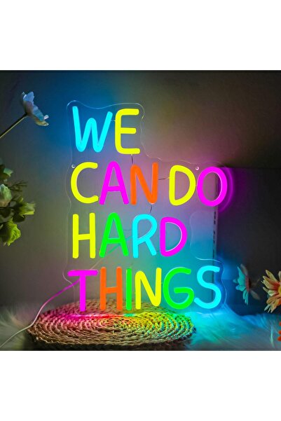 Slasa We Can Do Hard Things Acrylic Neon Sign Acrylic Base Multicolor LED 27x...