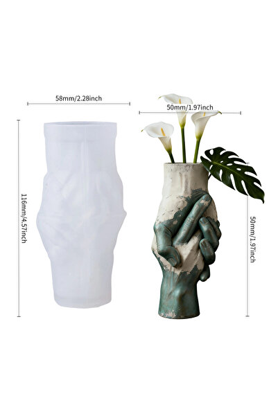 Choice Handshake pose Artistic Hand-in-Hand Vase Silicone Mold: Vintage Textu...