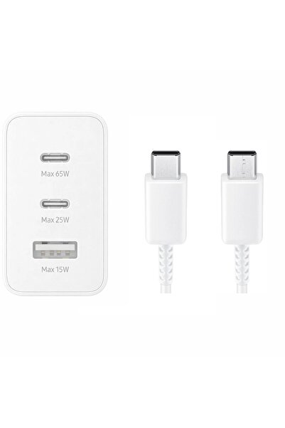 Virnex Samsung EP-T6530N Type-C 65W Üçlü (65W-25W-15W) Hızlı Şarj Adaptör Baş...