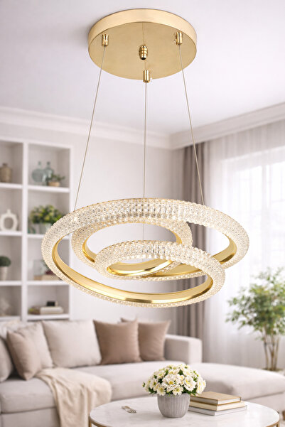 Ünal Aydınlatma Lina Gold LED Sarkıt Avize – Modern Halka Tasarım