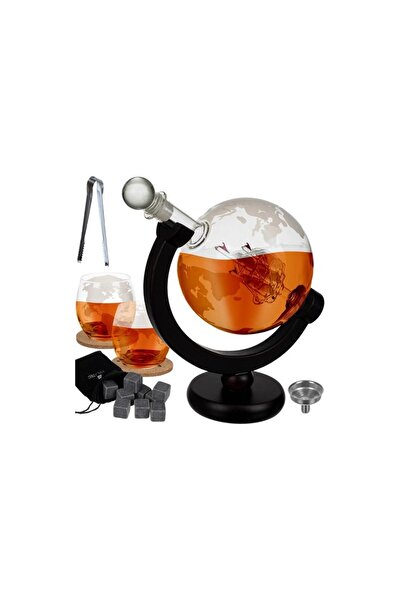 MT MALATEC Decantor whisky tip glob, set de 2 pahare, cuburi de gheață, cleșt...