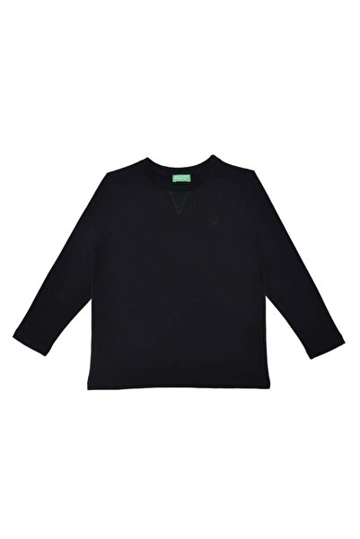 United Colors of Benetton BNT-G21576 تي شيرت بناتي بأكمام طويلة باللون الأسود