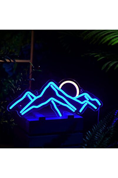 Slasa لوحة نيون أكريليكية للجبال والقمر، قاعدة أكريليك، إضاءة LED متعددة الأل...