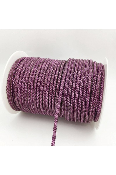 Choice حبل لامع بنفسجي بطول متر واحد مرصع بأحجار الراين، 3.5 مم، حبل أنبوبي م...